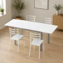 Mesa de jantar extensível SEIXAL 110–180 cm em branco