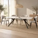 Mesa de jantar TORONTO 220 cm com tampo cerâmico efeito mármore