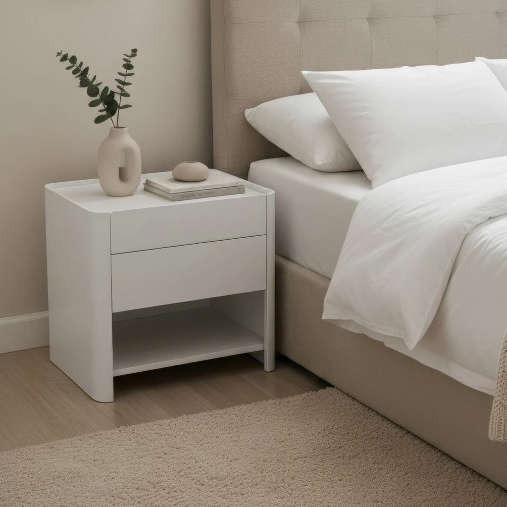 [CT-25] Mesa de cabeceira MARLA 50 cm lacada a branco