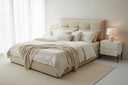 Cama estofada CELESTE 160 × 200 cm com arrumação