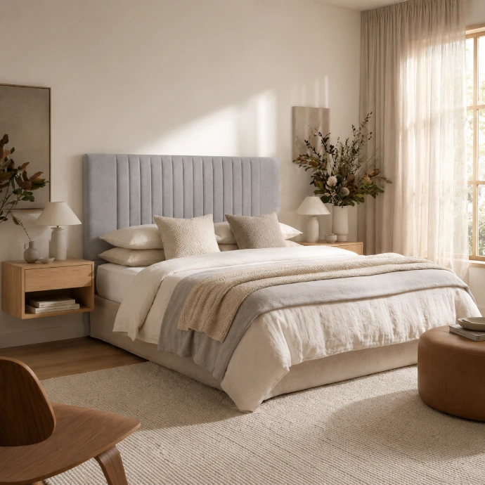 [CC160120ATSNMA] Cabeceira estofada ATLÂNTICO 160 × 120 cm com linhas verticais (Cinzento escuro)