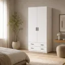 Roupeiro RAY branco com 2 portas e 2 gavetas — 100 cm