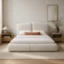 Cama estofada LUNARA 160 × 200 cm com arrumação
