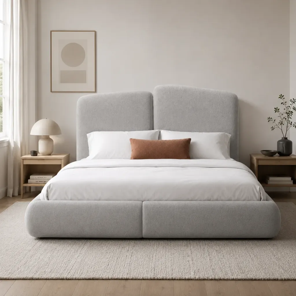 Cama estofada LUNARA 160 × 200 cm com arrumação