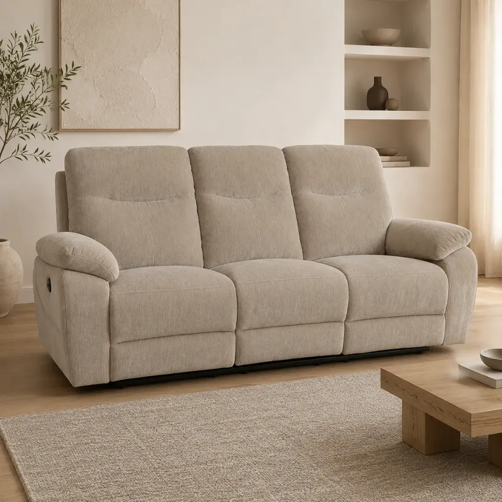 [HD-2300-3L-BG] Sofá relax elétrico MONTANA de 3 lugares (Bege)