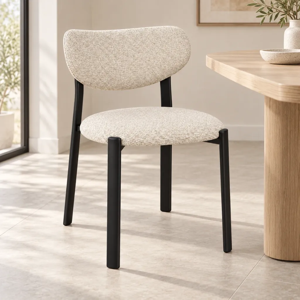 [HDC25L004-BG] Cadeira de jantar LENA estofada (Bege)