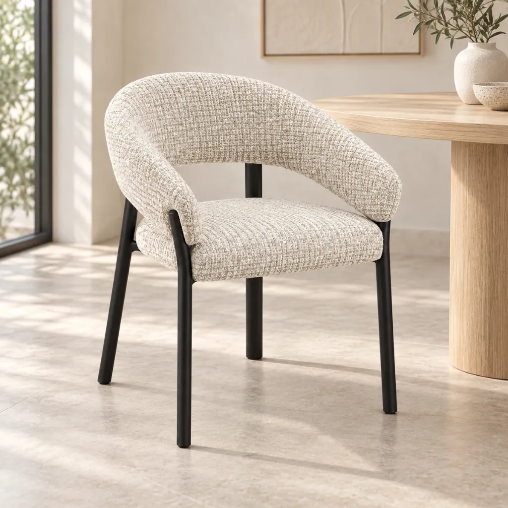 [HDC25L003-BG] Cadeira de jantar LIORA estofada (Bege)