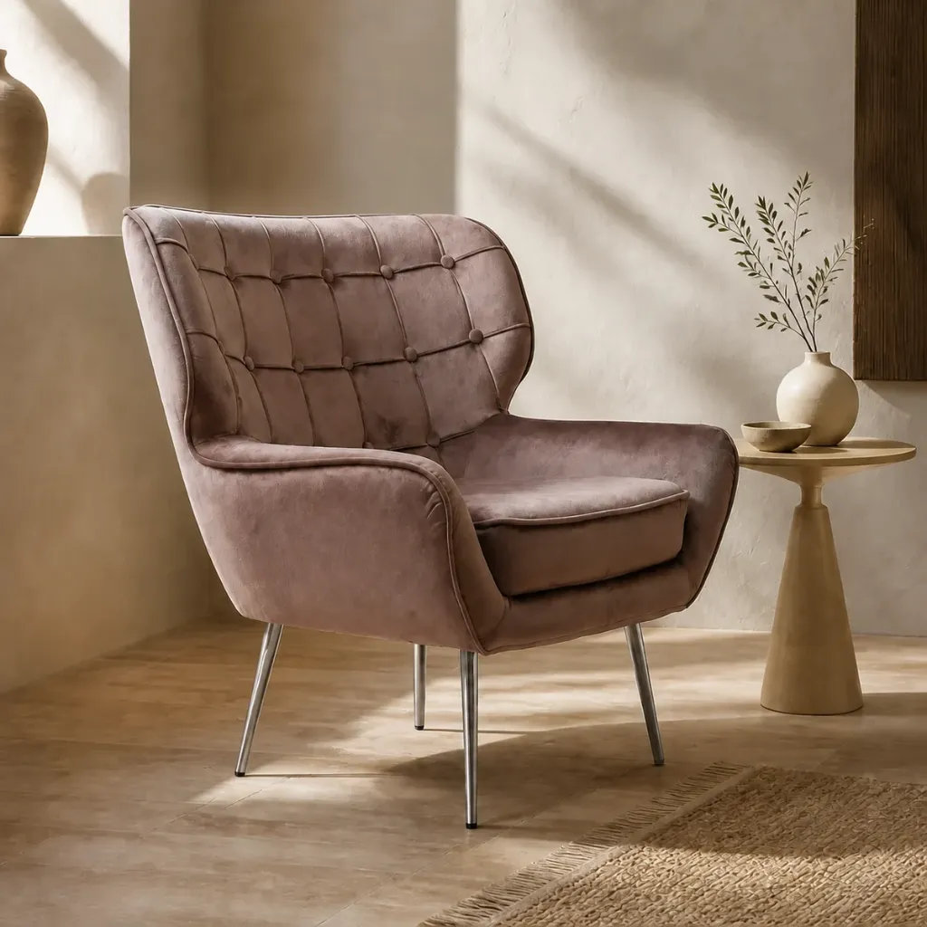 [CAO-ELEG-48-TP] Cadeirão ELEGANCE em veludo com pés cromados (Taupe)