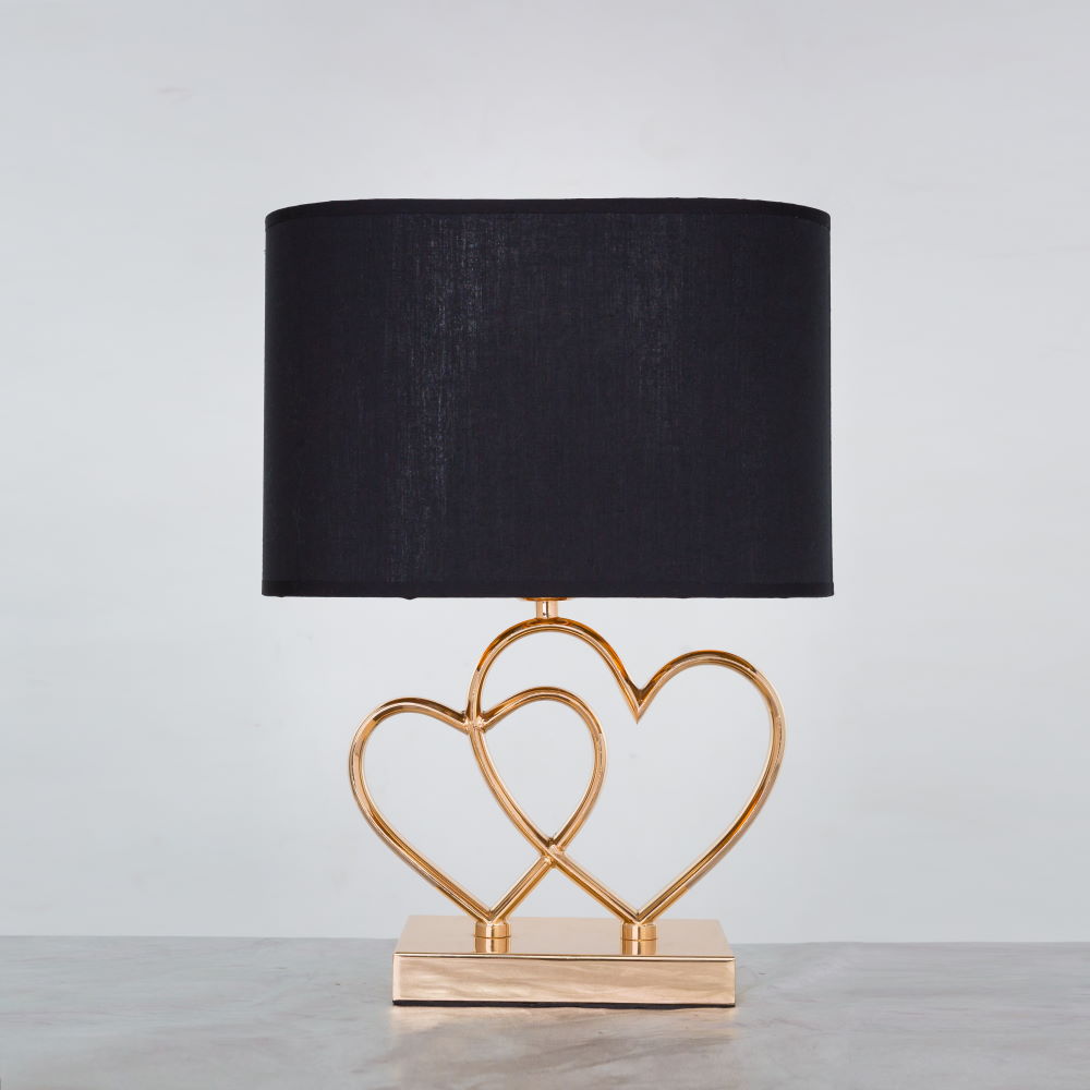 [CD-HEART-DR] Candeeiro de mesa HEART com base metálica decorativa (Dourado)