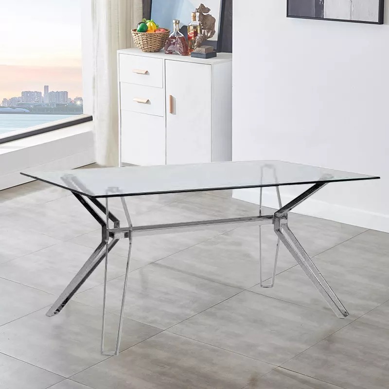 [DT-OSAKA] Mesa de jantar OSAKA com tampo em vidro e base metálica