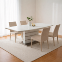 Mesa de jantar extensível PARIS 160–220 cm em branco brilho