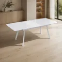 Mesa de jantar extensível VIENA 160–200 cm em branco brilho